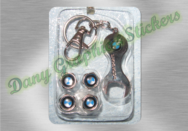 Set Portachiavi + 4 Tappi Valvole Bmw