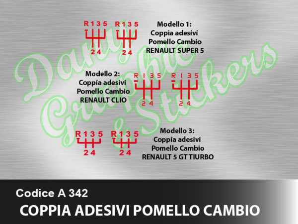 A 342 Coppia Adesivi Pomello Cambio Renault
